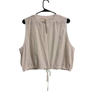 LULULEMON Women's L Adapt To You White Tank Crop Cinch Waist Sleeveless Top